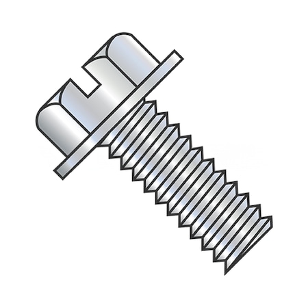 Usa Industrials #10-24 x 1/4 in Slotted Flange Hex Machine Screw, Zinc Plated Steel BULK-SCRW-6029